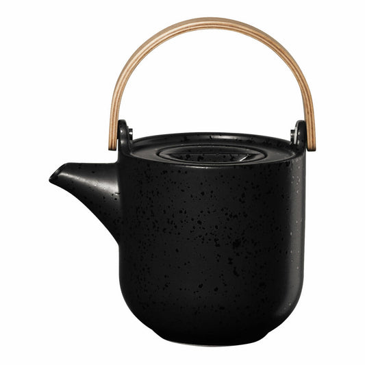 ASA Selection coppatea teapot with wooden handle kuro, pot, porcelain, matt black, 600 ml, 19371190