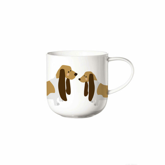 ASA Selection coppa cats & dogs Henkelbecher Basset Hound, Kaffeetasse, Becher, Kaffee Tasse, Tee, Fine Bone China, Weiß, 400 ml, 19445014