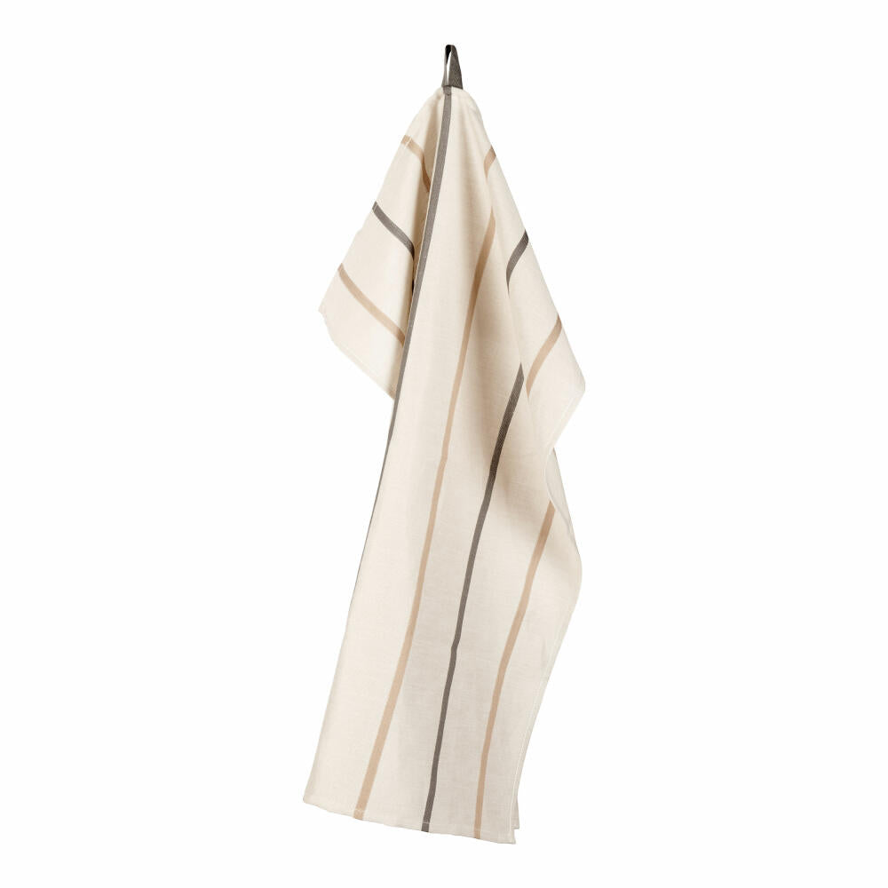 ASA Selection kitchen tea towel, dish towel, kitchen towel, half linen, 70 x 50 cm, Ecru Lined, 37822065