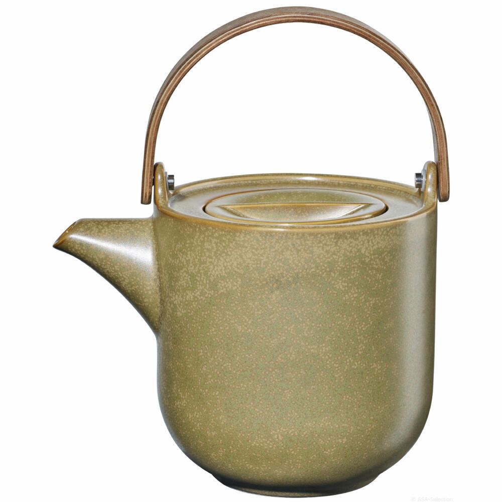 ASA Selection coppa miso Teekanne mit Holzgriff, Tee Kanne, Porzellan, Gelb, 1 L, 19370194