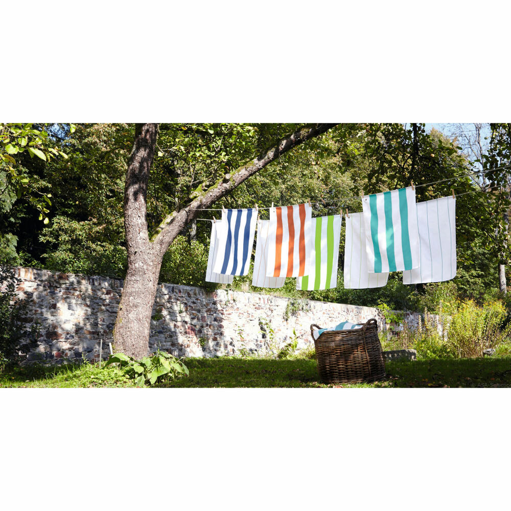 ASA Selection Textil Geschirrtuch Streifen Schmal, Baumwolle, Weiß / Türkis, B 50 cm, 73215065