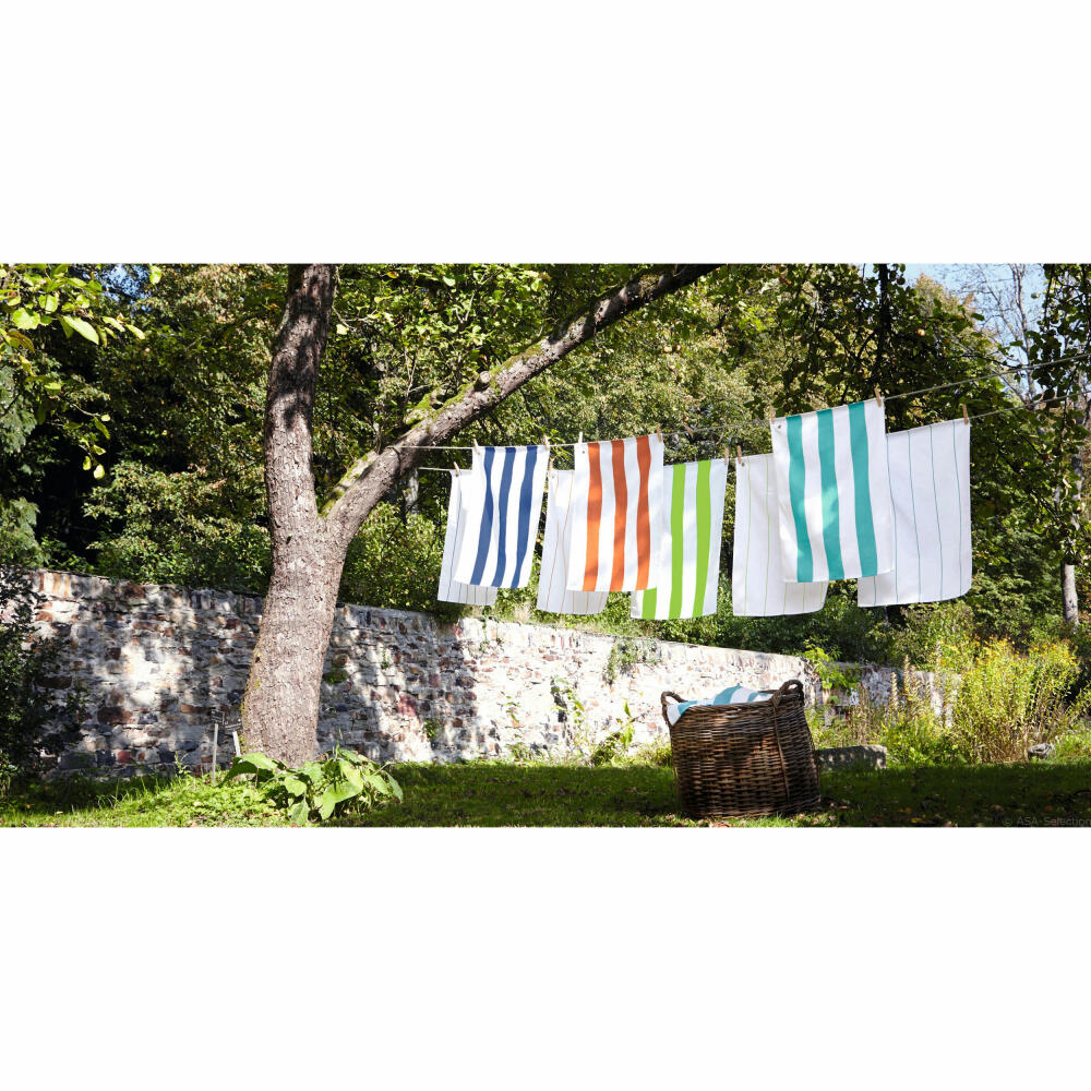 ASA Selection Textil Geschirrtuch Streifen Schmal, Baumwolle, Weiß / Kiwi, B 50 cm, 73216065