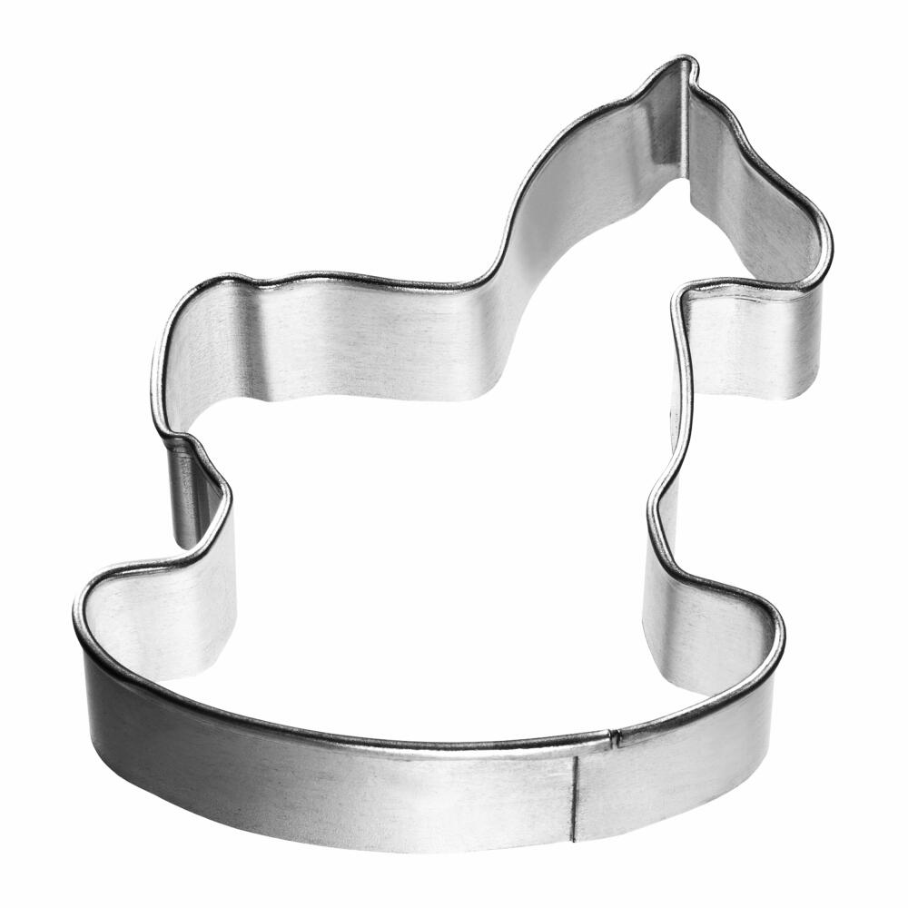 Birkmann Ausstechform Schaukelpferd, klein, Plätzchenform, Ausstecher, Ausstechform, Keks Form, Weißblech 5 cm, 123564