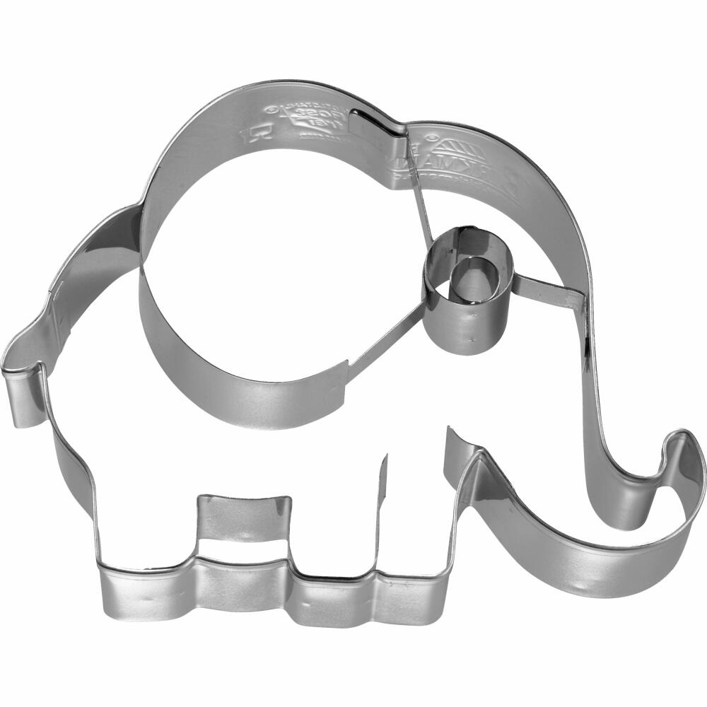 Birkmann elephant cookie cutter, with internal embossing, cookie cutter, cookie shape, biscuit, biscuits, stainless steel, 10.5 cm, 195585