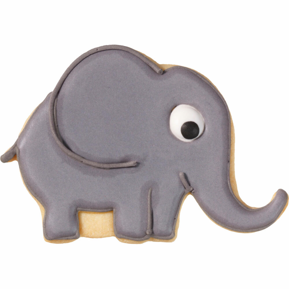 Birkmann elephant cookie cutter, with internal embossing, cookie cutter, cookie shape, biscuit, biscuits, stainless steel, 10.5 cm, 195585