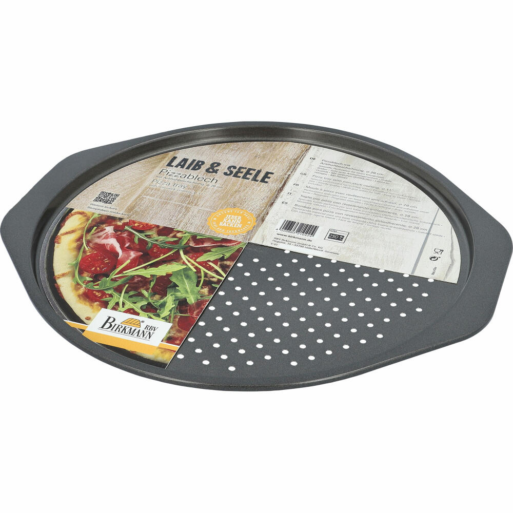 Birkmann Laib &amp; Seele pizza tray, perforated, baking tray, pizza tray, carbon steel, Ø 28 cm, 210424