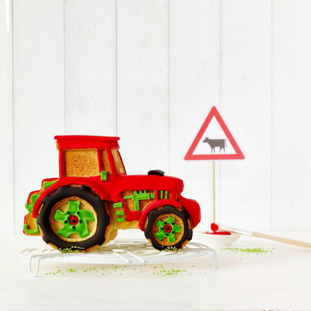 Birkmann Vollbackform Kalle Der Traktor, Kuchenform, Backform, Backzubehör, Silikon, 5 cm, 211834
