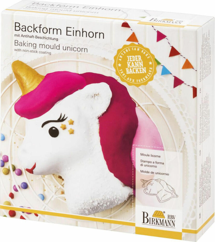 Birkmann motif baking pan unicorn, baking tray, motif baking pan, baking accessories, steel, 23 cm, 214156