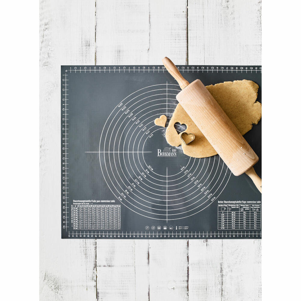 Birkmann Easy Baking rolling mat, baking mat, kitchen mat, with print and scaling, silicone, 45 x 55 cm, 254305
