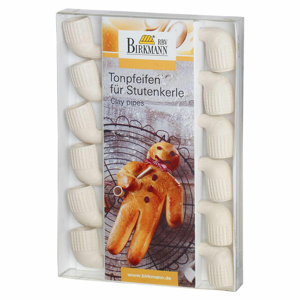 Birkmann clay pipes for Stutenkerl, pipes, baking pipes, baking accessories, 8 cm, clay, 330283