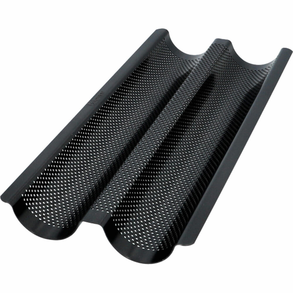 Birkmann Bread Buddies Baguetteblech, Baguette Backblech, Brotbackform, Karbonstahl, 37 x 16 cm, 331013