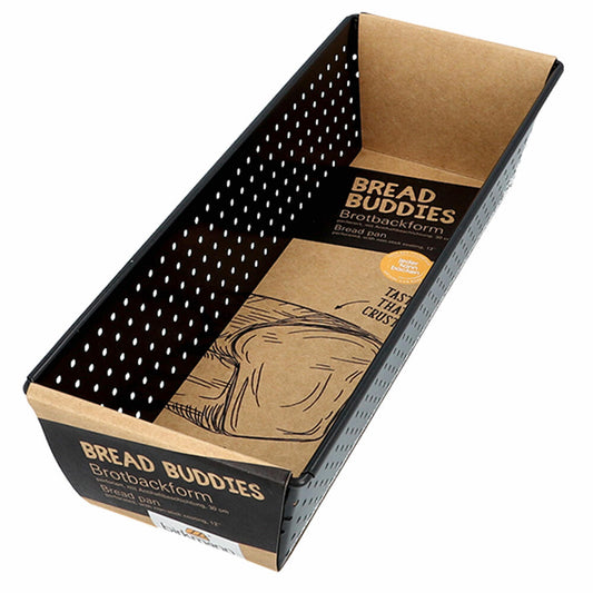 Birkmann Bread Buddies Brotbackform, Backform, Brotform, Perforiert, Karbonstahl, 30 x 7.5 cm, 331082