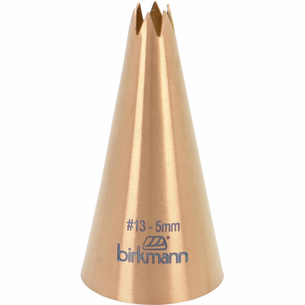 Birkmann star nozzle no. 13, piping nozzle, decorating nozzle, baking accessories, stainless steel, copper-colored, Ø 5 mm, 409088