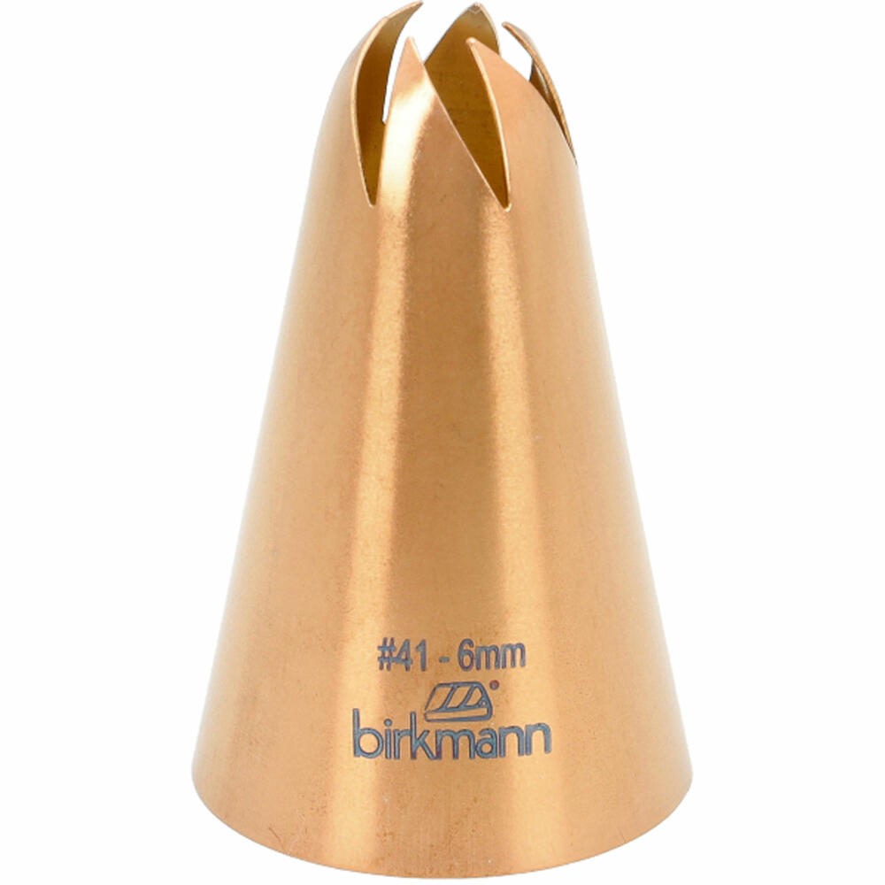 Birkmann rose nozzle no. 41, piping nozzle, decorating nozzle, baking accessories, stainless steel, copper-colored, Ø 6 mm, 409149
