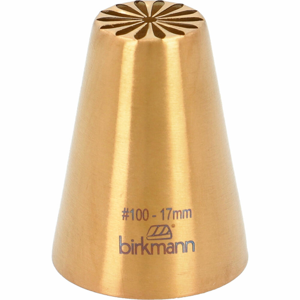 Birkmann design nozzle 1 No.100, piping nozzle, decorating nozzle, baking accessories, stainless steel, copper-colored, Ø 17 mm, 409163
