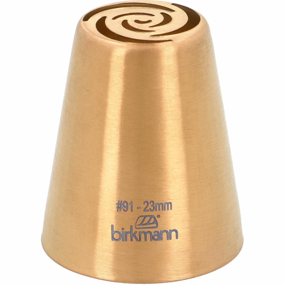 Birkmann flower nozzle 2 No. 91, piping nozzle, decorating nozzle, baking accessories, stainless steel, copper-colored, Ø 23 mm, 409217