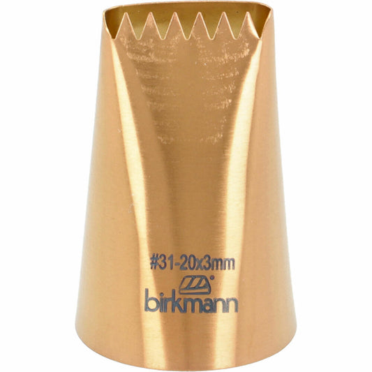 Birkmann Sternbandtülle Nr.31, Spritztülle, Garniertülle, Backzubehör, Edelstahl, Kupferfarben, 20 x 3 mm, 409231