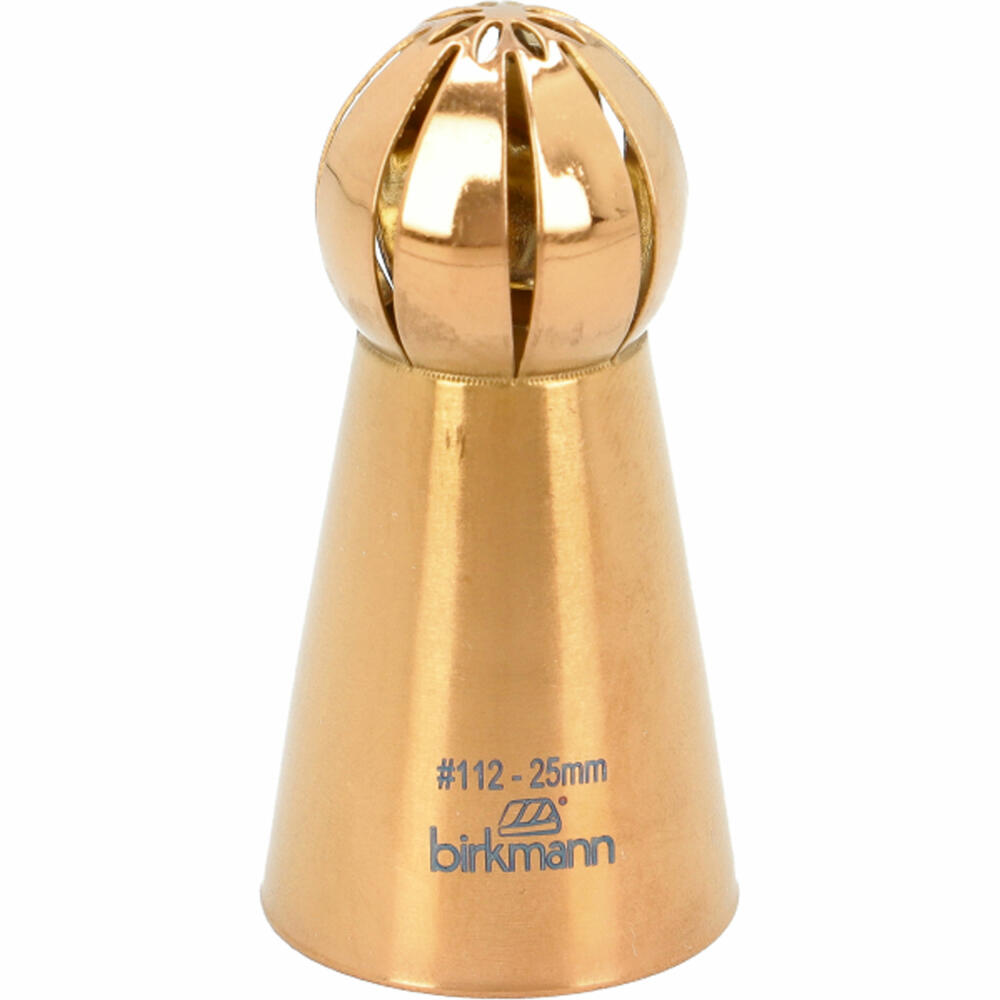 Birkmann Tuff nozzle flower no. 112, piping nozzle, decorating nozzle, baking accessories, stainless steel, copper-colored, Ø 25 mm, 409286