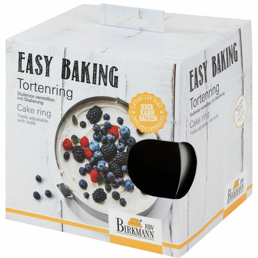 Birkmann Easy Baking Cake Ring, Extra High, Cake Ring, Cake Pan, Adjustable, Stainless Steel, 429413