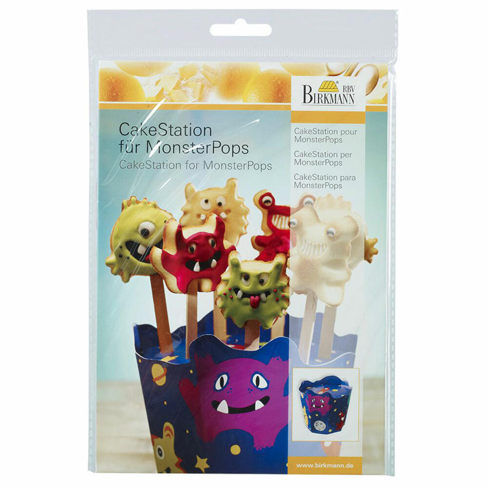Birkmann CakeStations für MonsterPops, Kuchenhalter, Kuchen Lolli, Backzubehör, Kunststoff / Pappe, Ø 17 cm, 443044