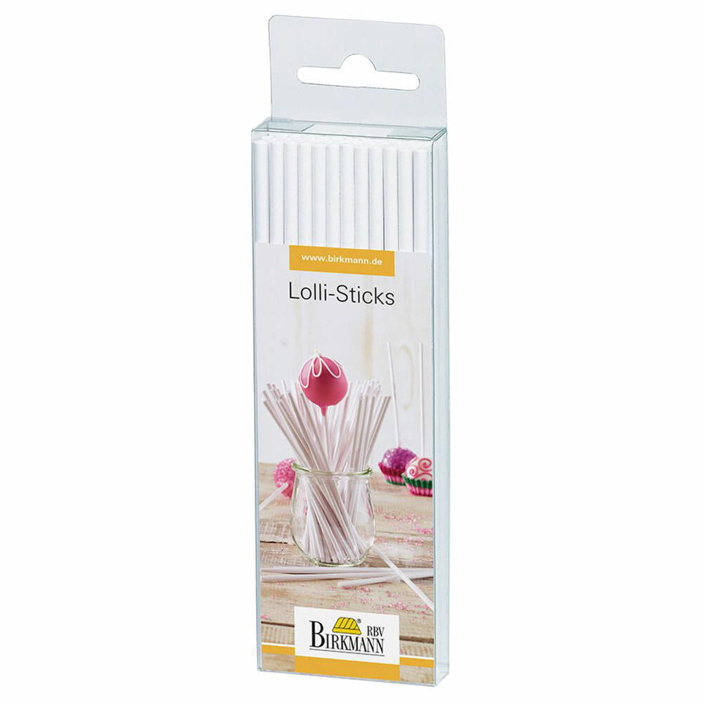 Birkmann Lolli-Sticks, 48 Stück, Stiele, Kuchenlollistäbe, Stäbe, Stäbchen, Kunststoff, 15 cm, 443099