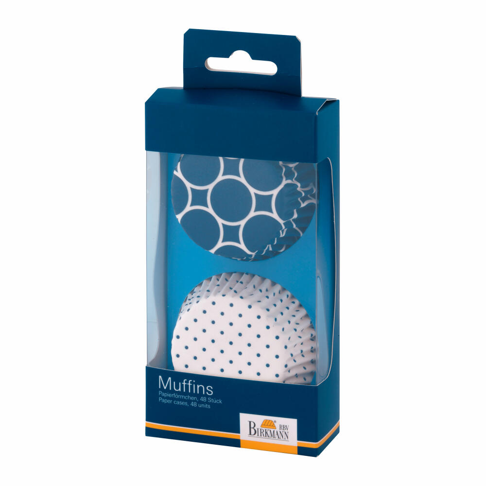 Birkmann Papierförmchen Colour Splash, Muffin Förmchen, Form, Papier, blau, Ø 7 cm, 48 Stück, 444348