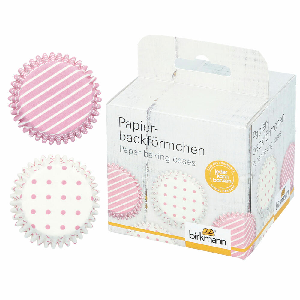 Birkmann Papierbackförmchen, 100 Stück, Backförmchen, Muffinbackform, Muffinform, Rosa, Ø 7 cm, 444683