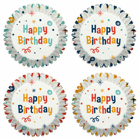 Birkmann Papierbackförmchen, 100 Stück, Backförmchen, Muffinbackform, Muffinform, Happy Birthday, Ø 7 cm, 444812