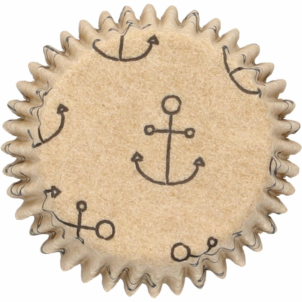 Birkmann Mini-Kraftpapierbackförmchen Ahoi, 75 Stück, Muffinbackförmchen, Papierbackförmchen, Papier, Ø 4 cm, 444935