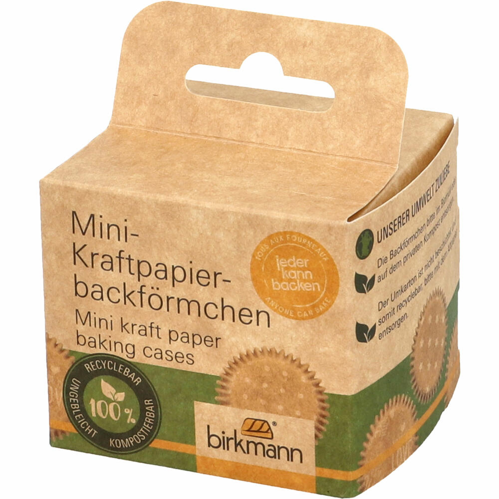 Birkmann Mini-Kraftpapierbackförmchen Ganzjahr, 75 Stück, Muffinbackförmchen, Papierbackförmchen, Papier, Ø 4 cm, 444959