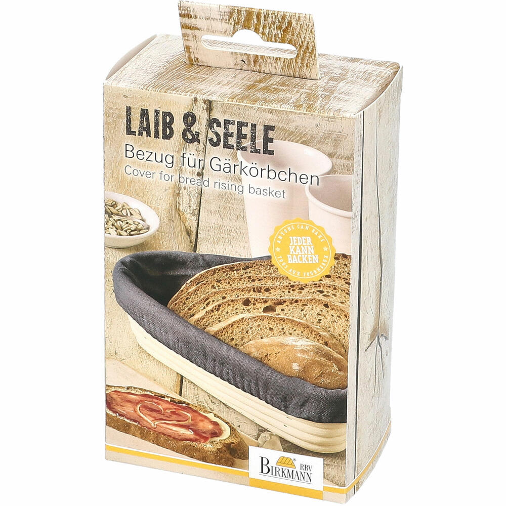 Birkmann Laib &amp; Seele cover for fermentation basket heart, suitable for article 209053 basket cover, cotton, black, 700758