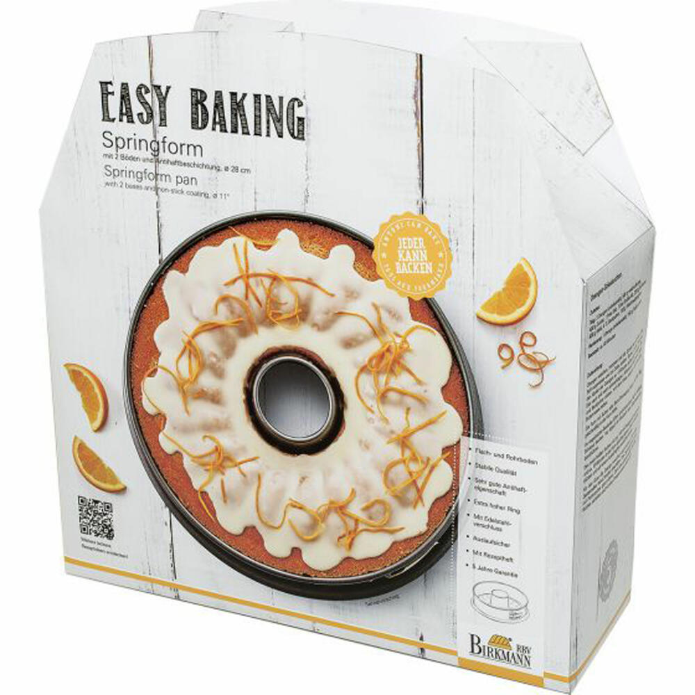 Birkmann Easy Baking Springform mit Zwei Böden, Spring Form, Kuchenform, Servierboden, Anithaft, 28 cm, 881051
