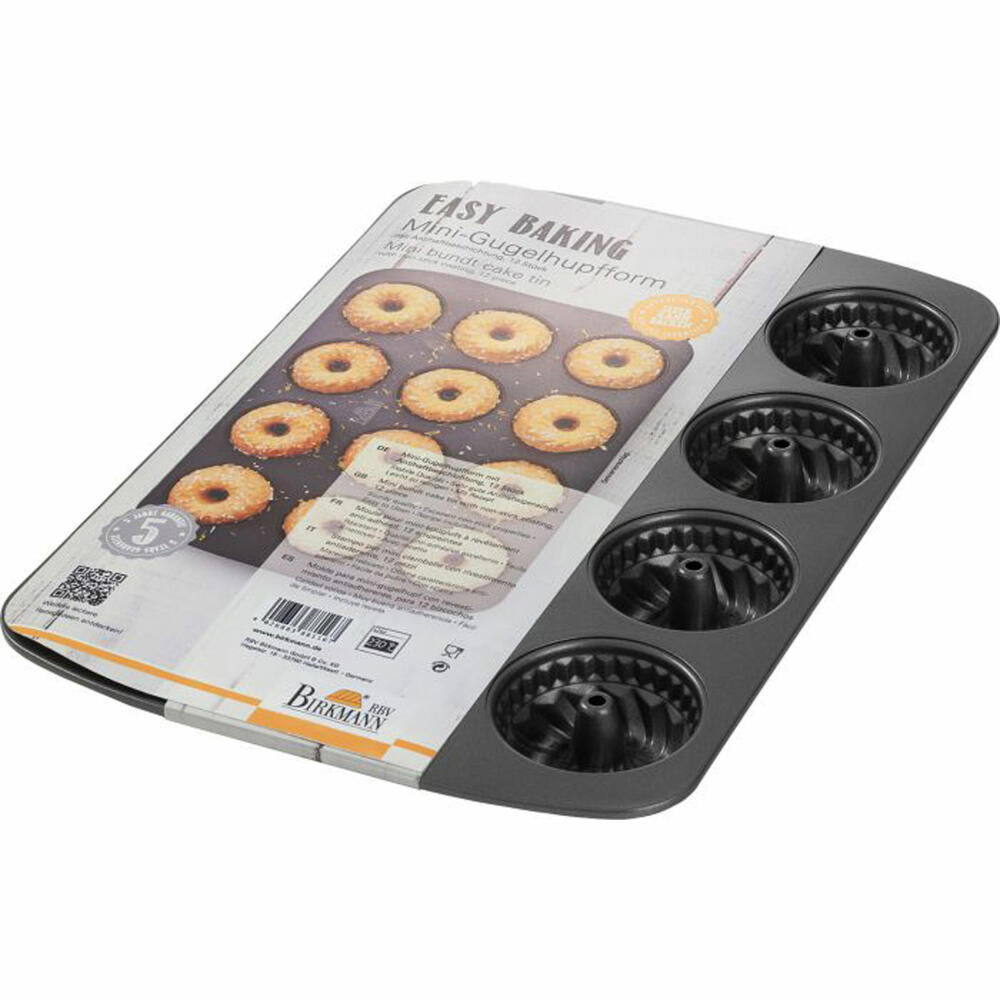 Birkmann Easy Baking Mini-Gugelhupfblech, Gugelhupfform, Kuchenform, Tortenform, Anithaft, 37 cm, 881167