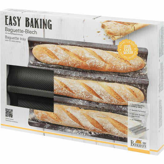 Birkmann Easy Baking Baguette Tray, Baguette Tray, Baking Tray, Baking Accessories, Carbon Steel, 38.5 x 28 cm, 881181