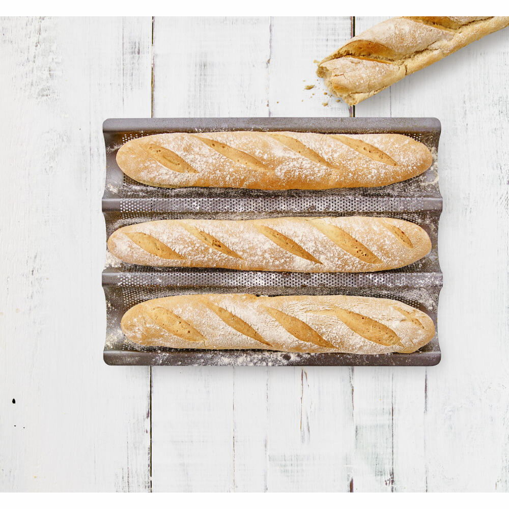 Birkmann Easy Baking Baguette Tray, Baguette Tray, Baking Tray, Baking Accessories, Carbon Steel, 38.5 x 28 cm, 881181