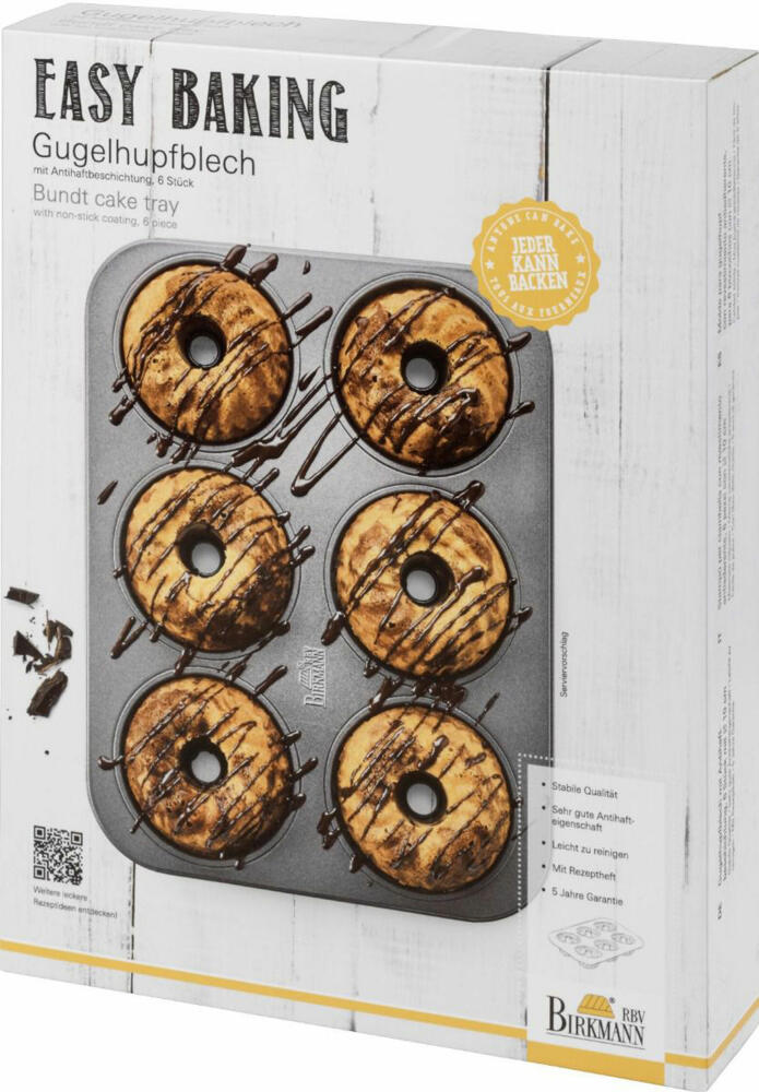 Birkmann Easy Baking Bundt cake tray, Bundt cake pan, cake pan, tart pan, steel, 35 cm, 881518