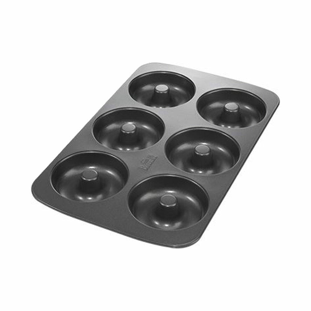 Birkmann Easy Baking Donut-Blech, Donut Backform, Backblech, Donutform, Schablone, für 6 Donuts je 9 cm, Schwarz, 881631
