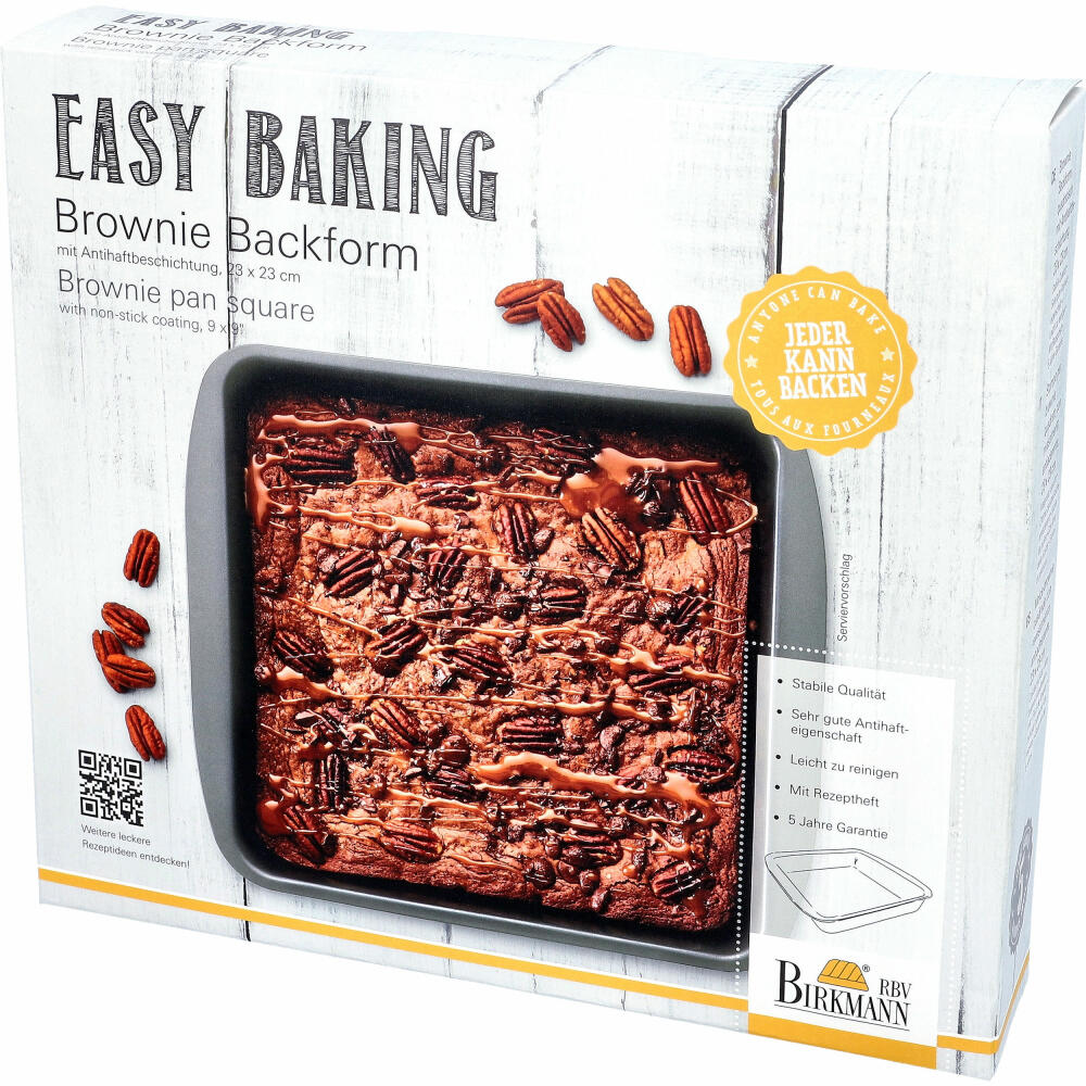 Birkmann Easy Baking Brownie Pan, Brownie Baking Pan, Cake Baking Pan, Cake Pan, Carbon Steel, 23 x 23 cm, 881662