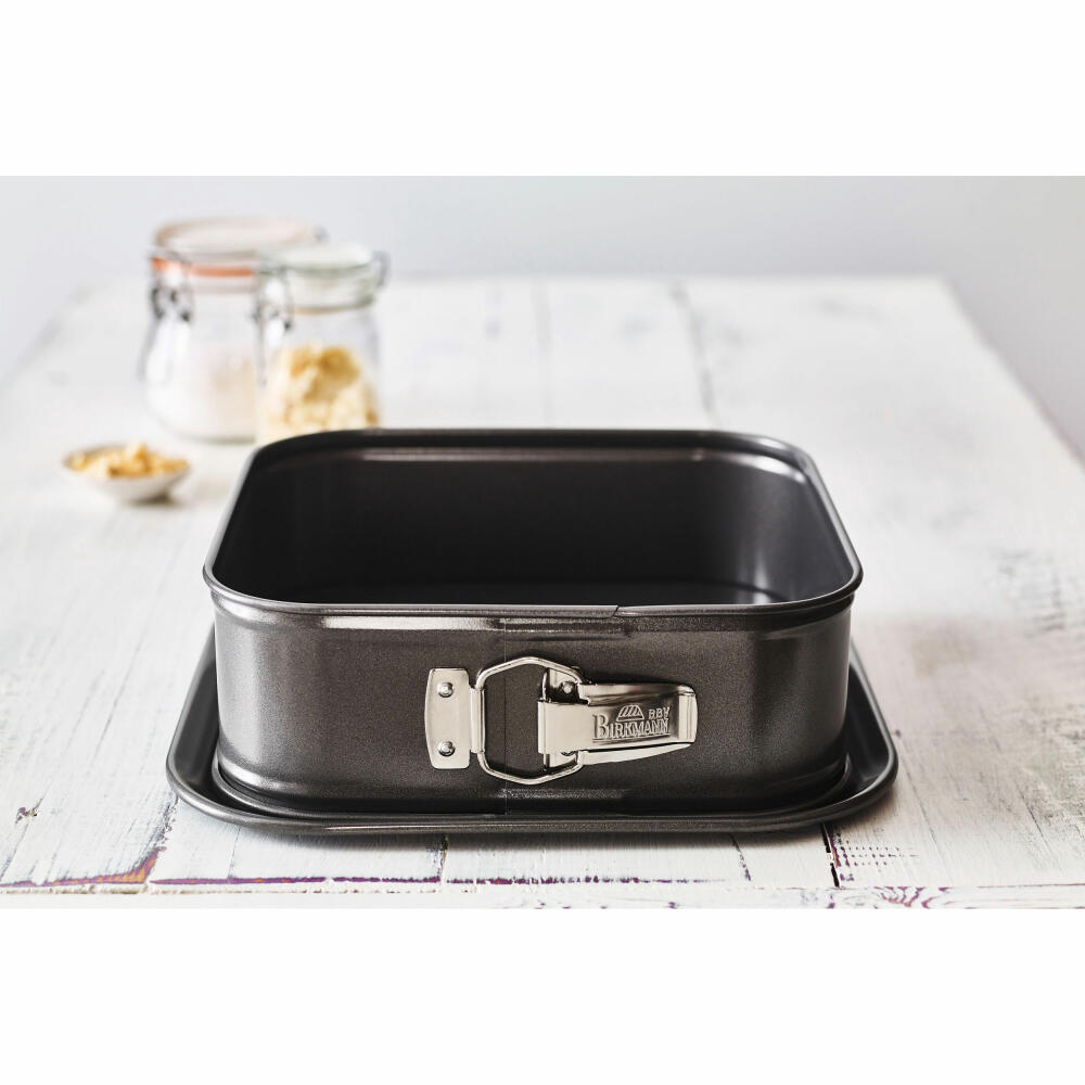 Birkmann Easy Baking Springform Pan Square, Baking Pan, Cake Pan, Cake Pan, Carbon Steel, 24 x 24 cm, 881709