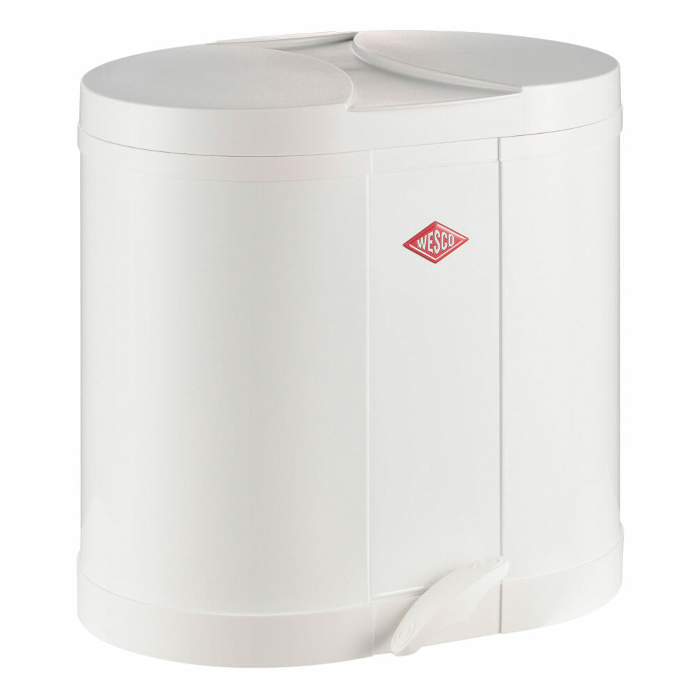 Wesco double waste bin Eco-Collector 170, waste bin, pedal waste bin, pedal bin, trash can, sheet steel, white, 2 x 15 L, 170611-01