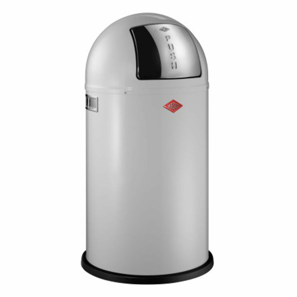 Wesco Pushboy trash can, push trash can, trash collector, sheet steel, white, 50 L, 175831-01
