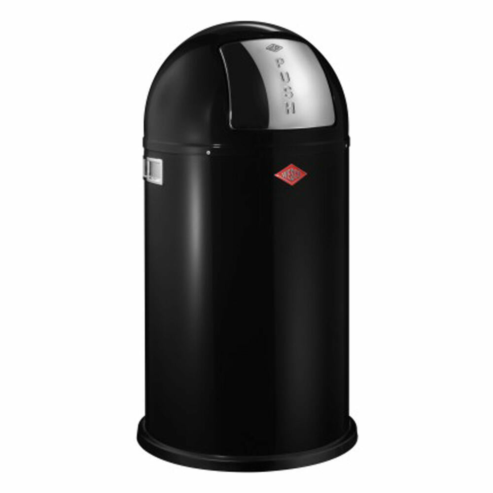 Wesco Pushboy trash can, push trash can, trash collector, sheet steel, black, 50 L, 175831-62