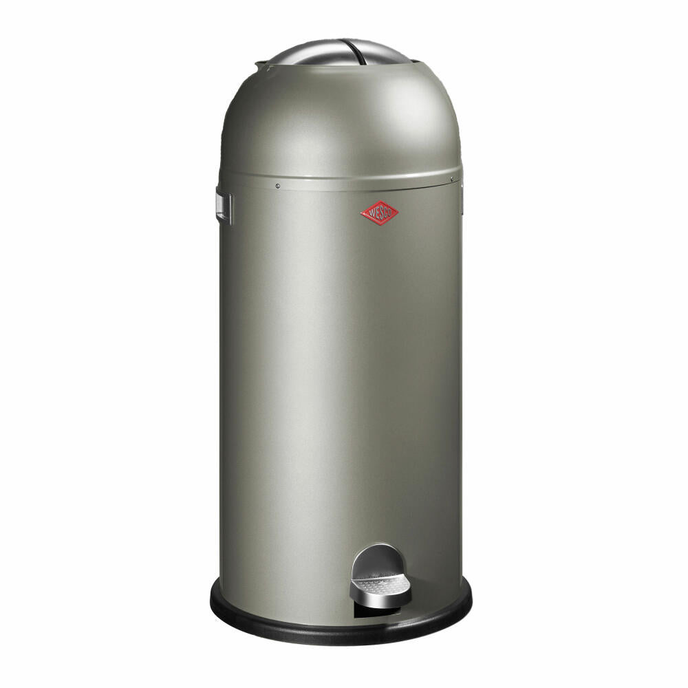 Wesco Kickmaster Maxi trash can, waste collector, pedal waste collector, sheet steel, nickel silver, 40 L, 180731-03