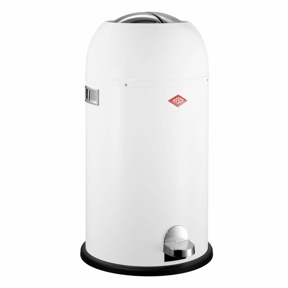 Wesco Kickmaster trash can, waste collector, pedal waste collector, sheet steel, white, 33 L, 184631-01