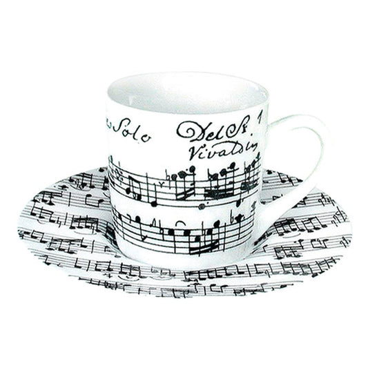 Könitz Vivaldi Libretto Weiß Espresso Set, 2-tlg., Espresso Tasse, Becher, Porzellan, 85 ml, 11 5 053 1890