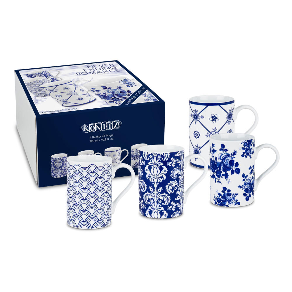 Könitz Never ending Romance gift set, 4 mugs, cups, coffee cups, 300 ml, 11 5 003 1837