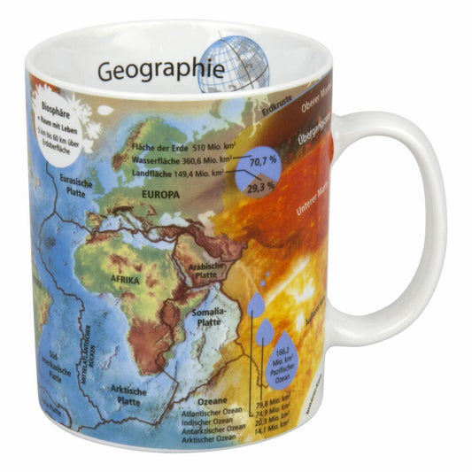 Könitz Geographie Becher, Kaffeebecher, Teetasse, Tasse, Trinktasse, Porzellan, Bunt, 490 ml, 1113301978