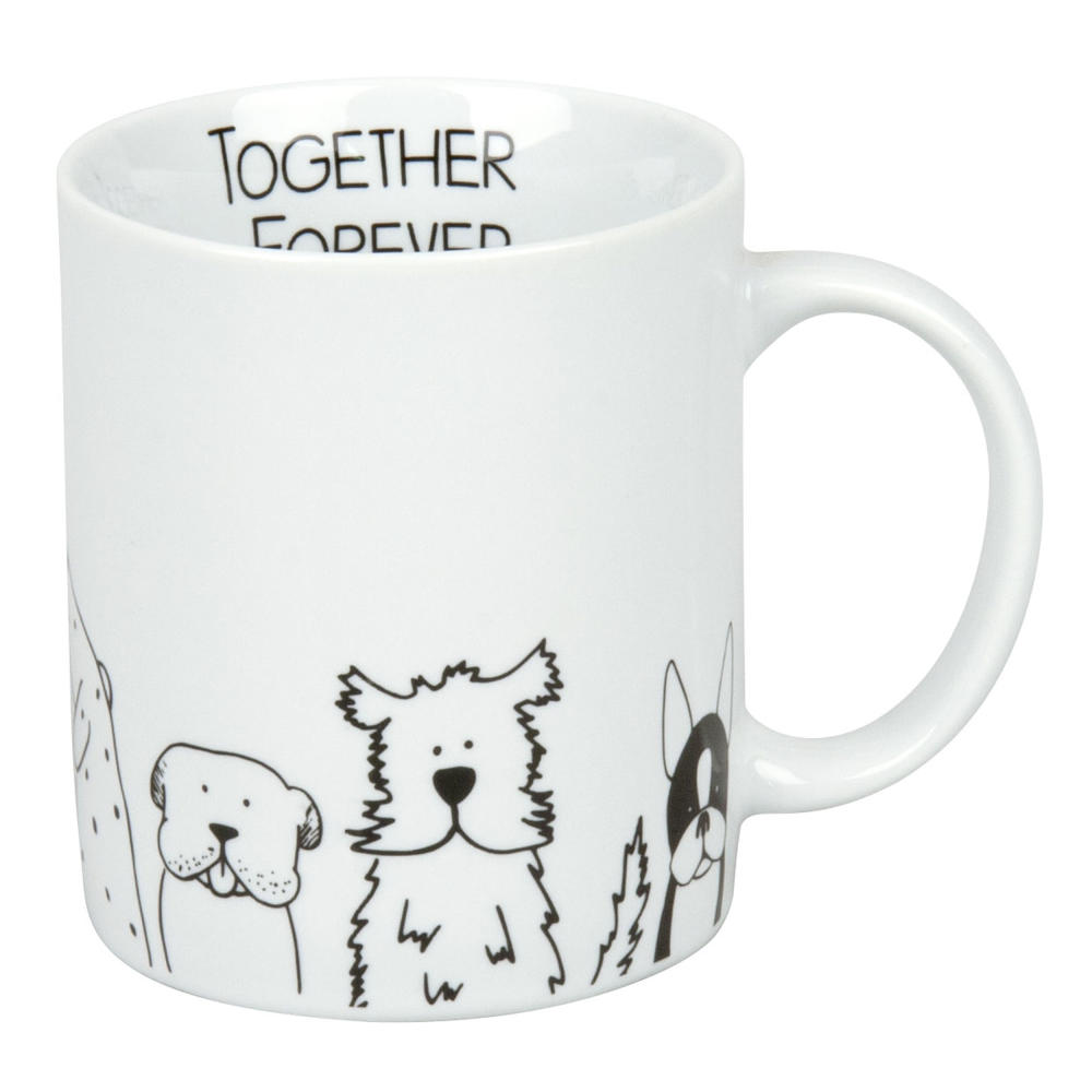 Könitz Funny Dogs Becher, Tasse, Kaffeetasse, Porzellan, Hunde, Weiß, 300 ml, 11 1 002 2076