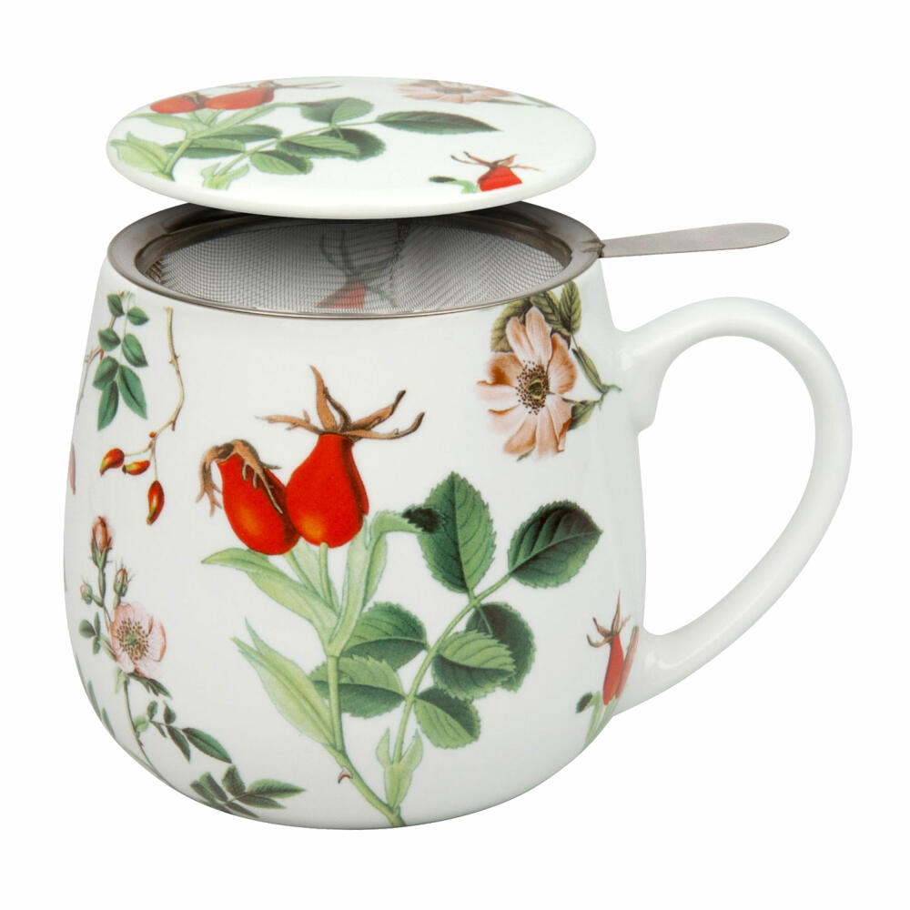 Könitz Becher mit Sieb und Deckel My Favourite Tea Hagebutte, Teebecher, Tasse, Porzellan, 420 ml, 11 5 143 2137
