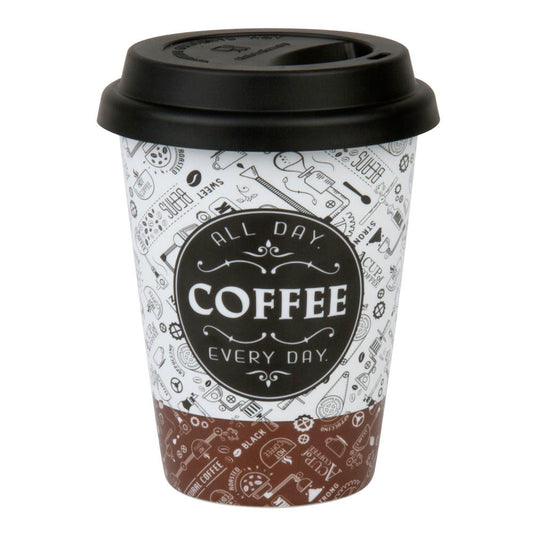 Könitz Coffee Talk Coffee To Go Mug mit Deckel, Becher, Kaffeebecher, Porzellan, 380 ml, 11 5 162 2278